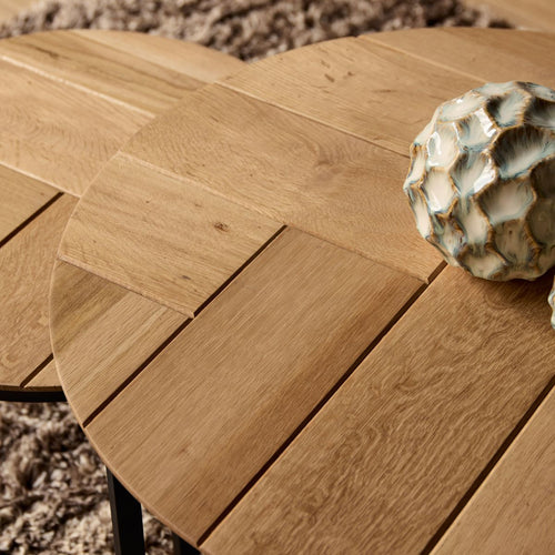 StarFurn Salontafel Otik - Rond Naturel Hout - Set van 2 - 70x70x45cm - vtwonen shop