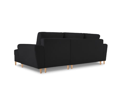 Cosmopolitan Design Converteerbare hoekbank rechts met opbergdoos Kyoto 4-zits, boucle, zwart - 145x241x88cm