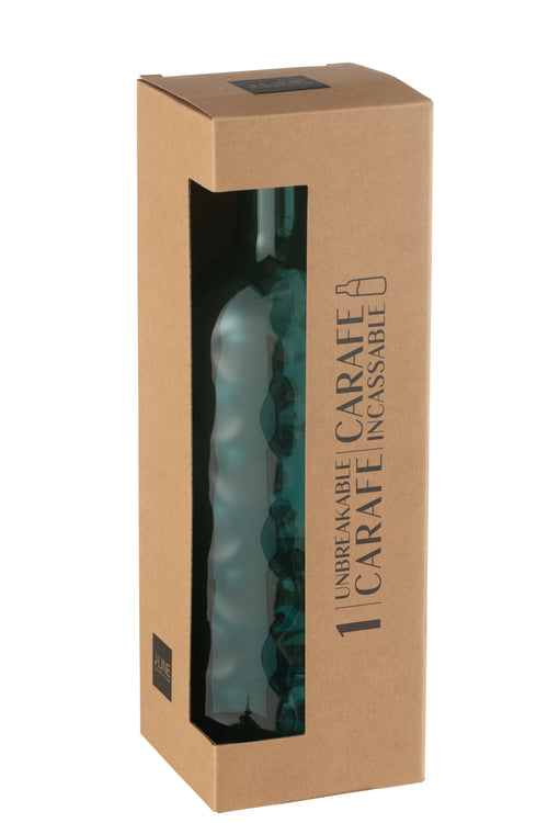 J-Line decoratie Fles Gehamerd - kunststof - blauw - giftbox