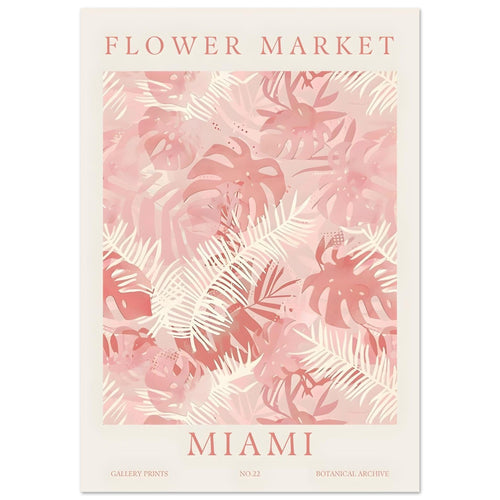 Artfulprints Poster met Lijst Flower market - Miami   - A4 21x29.7 cm - Roze