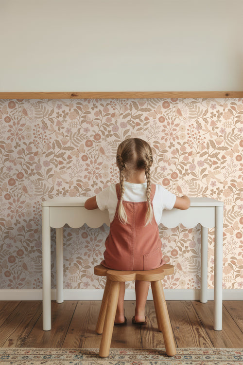 ESTAhome behang bloemen en vogels beige en zacht roze - 53 cm x 10.05 m - 139868