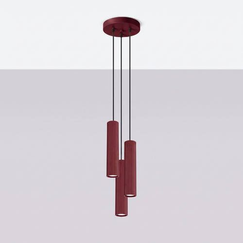 Sollux Lighting Hanglamp KARBON 3P bordeaux - 19,5x19,5x108cm