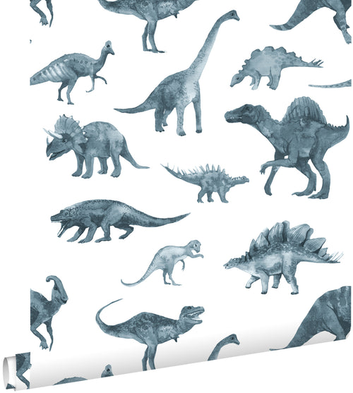 ESTAhome behang dinosaurussen donkerblauw - 50 x 900 cm - 131201