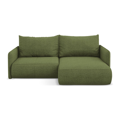 LaMiaSofa hoekbank rechts Palermo - chenille stof - flessengroen - 207x148x86