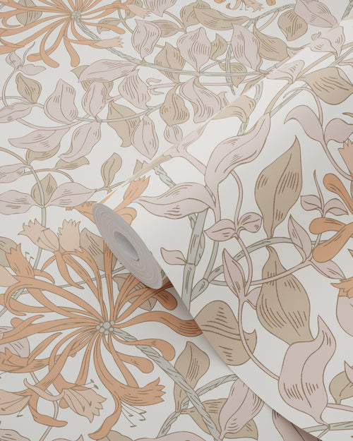 ESTAhome behang bloemen terracotta en oudroze - 50 x 900 cm - 131027 - vtwonen shop