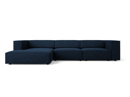 Cosmopolitan Design linker hoekbank Arendal 4-zits, chenille met ribbeleffect, koningsblauw - 166x284x70cm