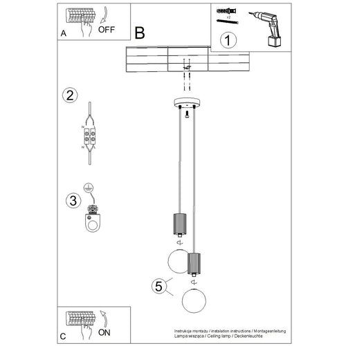 Sollux Lighting Hanglamp HALO 2P mokka - 15x15x120cm