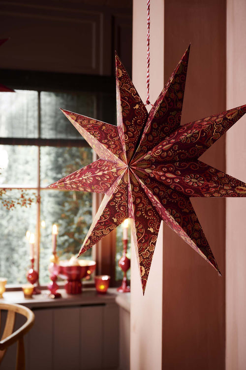 Pip Studio - Christmas Dark Red Overall Print - Papieren Kerstster - 60cm