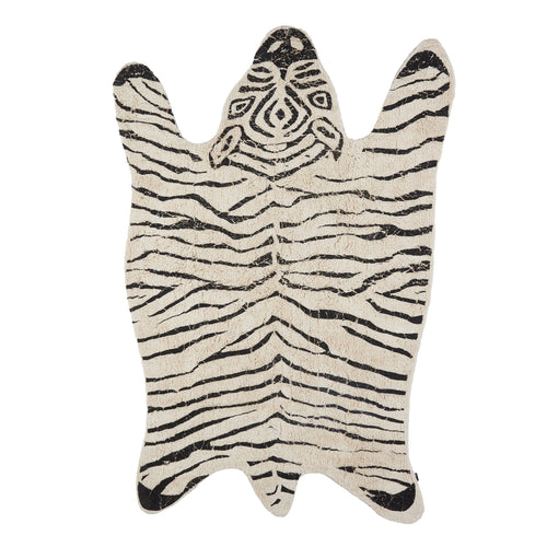 In The Mood Collection Vloerkleed Zebra - L180 x B120 cm - Katoen - Zwart, Wit - vtwonen shop