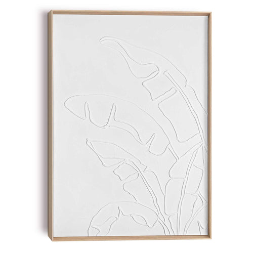 Reinders Palm Leafs schilderij 3d art -  wit - woonkamer - 70x50cm