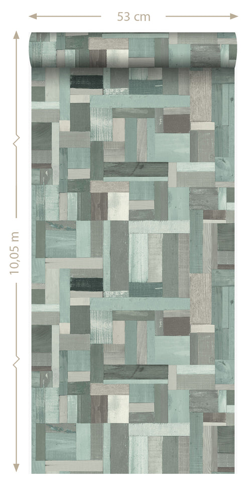 Origin Wallcoverings behang sloophout motief vergrijsd groen - 53 cm x 10,05 m - 337225 - vtwonen shop