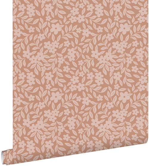 ESTAhome behang bloemetjes terracotta roze - 50 x 900 cm - 131445