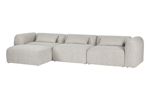 noo.ma Yaro 4-zits hoekbank, Clay Grey Mélange - zachte zit, 248 x 100 x 69 cm