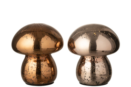 J-Line LED-lamp paddenstoel - bruin - 2 stuks - vtwonen shop