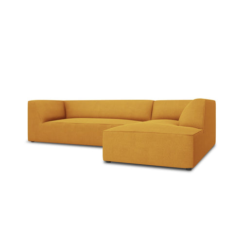 Cosmopolitan Design - Modulaire hoekbank rechts Siena 4-zits, structurele stof geel - 180x273x69cm