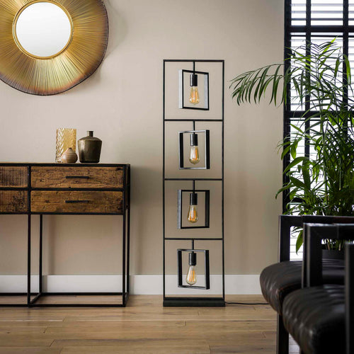 Giga Meubel Vloerlamp Turn Square - Zwart - 4-Lichts - 35x22x140cm - vtwonen shop