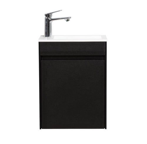 Badplaats Toiletmeubel Sinta 40 x 22 cm - Zwart - Fonteinmeubel met Witte Wastafel