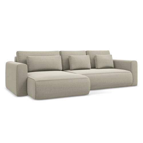 LaMiaSofa hoekbank links Perugia - velours - parel - 278x149x82