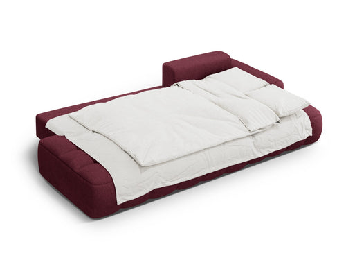 Cosmopolitan Design Converteerbare hoekbank rechts met opbergdoos Linz 3-zits, structurele stof bordeaux - 142x275x84cm