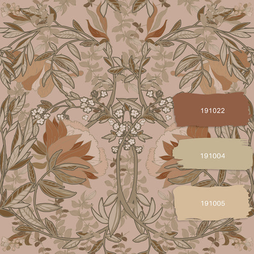 ESTAhome behang vintage bloemen in art nouveau stijl beige en terracotta - 0.53 x 10.05 m - 139460 - vtwonen shop