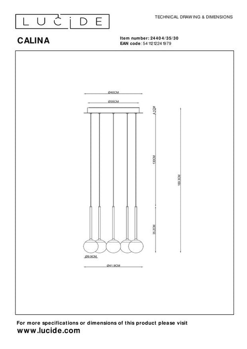 Lucide hanglamp CALINA - Geïntegreerde LED - Zwart