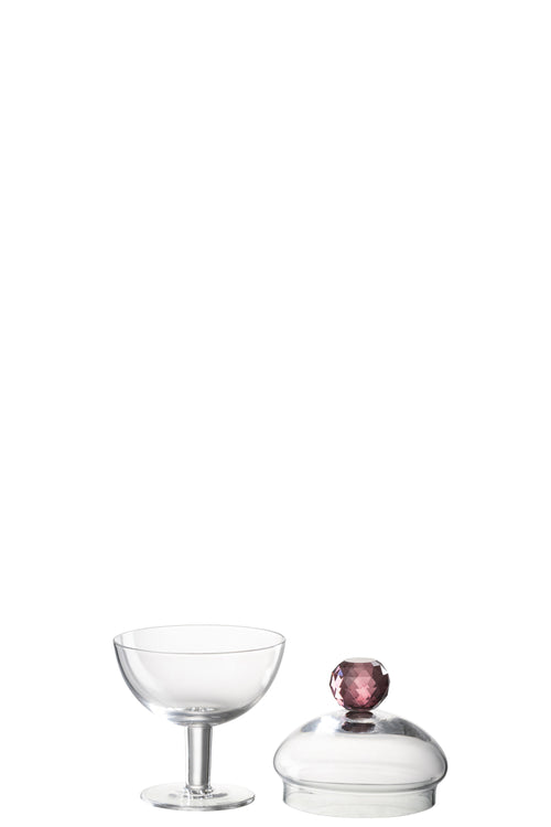 J-Line voorraadpot Diamant - kristalglas - roze/transparant - small - vtwonen shop