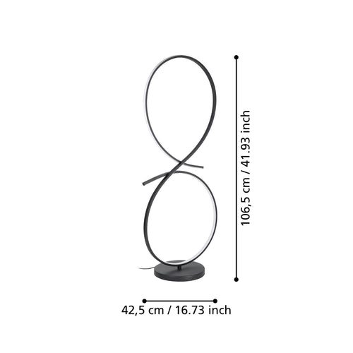 EGLO vloerlamp Serpins - led - 107 cm - zwart/wit