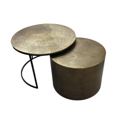 StarFurn Salontafel Luna - Rond Goud Metaal - Set van 2