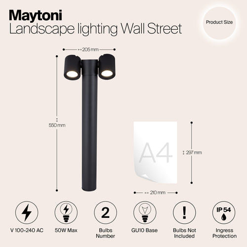 Maytoni Outdoor - Landschapsverlichting Wall Street - Zwart - vtwonen shop