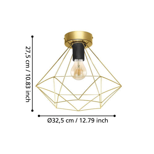EGLO plafondlamp Tarbes - e27 - ø 32,5 cm - goud - vtwonen shop
