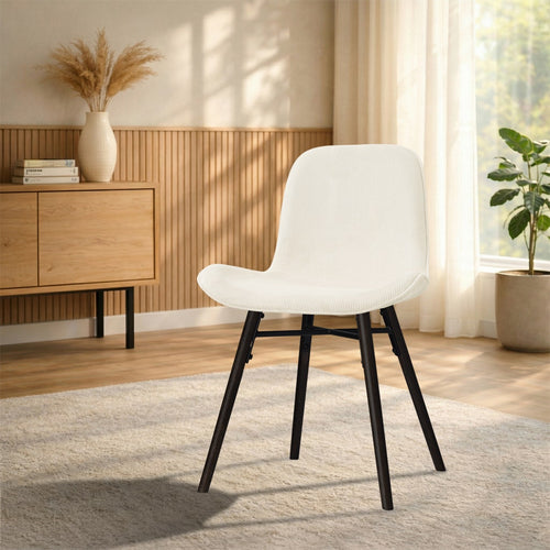 Nolon Nena-Fé Eetkamerstoel Rib Beige - Zwart Houten Onderstel