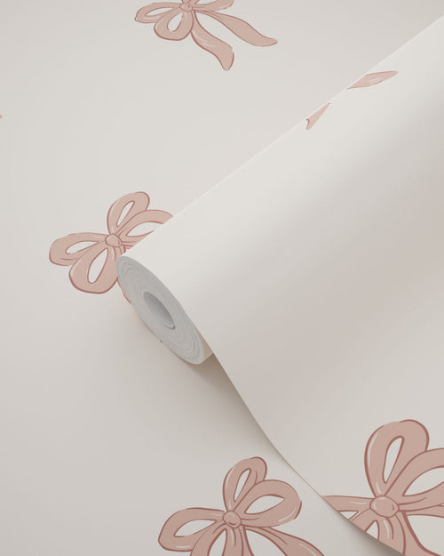 ESTAhome behang strikjes beige en terracotta roze - 50 x 900 cm - 131434