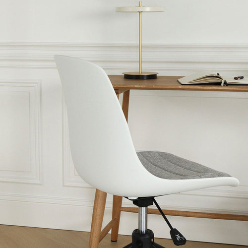 Nolon Nout-Liv Bureaustoel Wit - Lichtgrijs Kussen - Zwart Onderstel