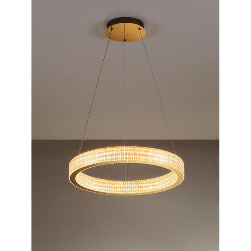 Nova Luce KINARA Geïntegreerde LED-hanglamp voor plafond, platina goud, Triac dimbaar, 70W, 5286lm, 3000K