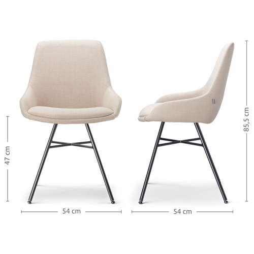 Nolon Noa-Isa Eetkamerstoel Beige - Stof - Zwart Onderstel