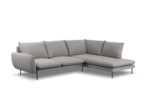 Cosmopolitan Design rechter hoekbank Vienna 6-zits, boucle, grijs - 185x275x95cm