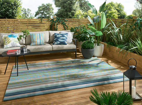 Vloerkleed Harlequin Spectro Stripes-Emerald/Marine/Rust outdoor 200x280 cm - vtwonen shop