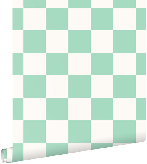 ESTAhome behang geblokt motief mintgroen en wit - 53 cm x 10.05 m - 139999 - vtwonen shop