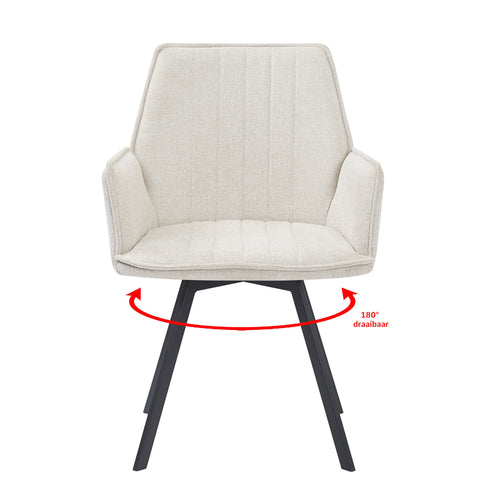 Livingfurn eetkamerstoel Louise beige - stof - 1 stuk - vtwonen shop