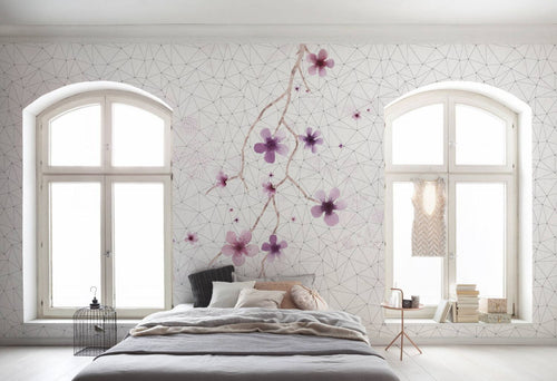 Sanders & Sanders fotobehang bloesems zwart wit en roze - 200 x 250 cm - 611941 - vtwonen shop