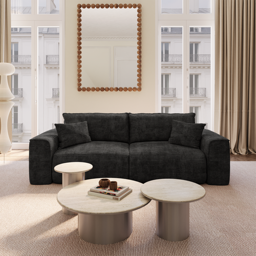 Premium Interiors - Snel uitklapbare slaapbank COMO - corduroy zwart 236cm