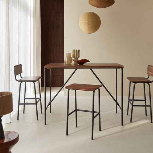 Tikamoon Hoge tafel van massief palissander en metaal voor 4 personen - Bruin - vtwonen shop