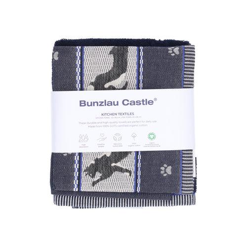 Luxe Keukendoek en Theedoek Kat Donkerblauw - Bunzlau Castle - 100% biologisch GOTS katoen - vtwonen shop