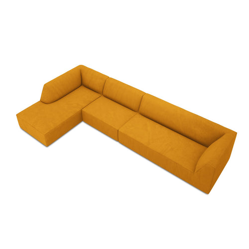 Cosmopolitan Design - Modulaire hoekbank links Siena 5-zits, ribfluwelen geel - 180x366x69cm