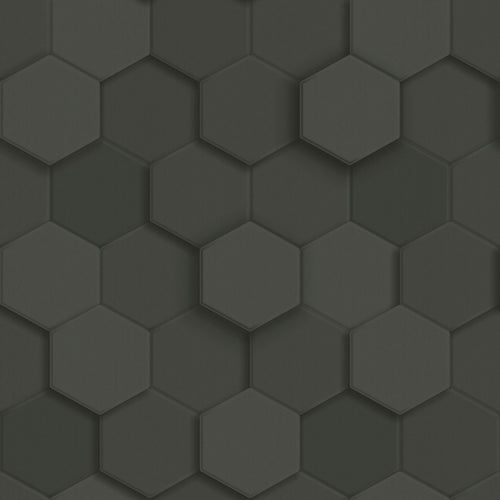 Origin Wallcoverings behang 3d hexagon motief zwart - 53 cm x 10.05 m - 347854 - vtwonen shop