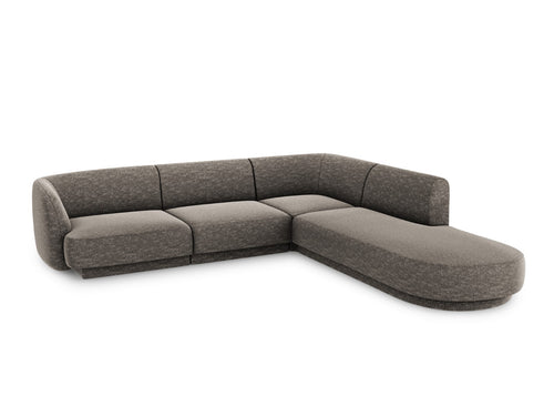 Micadoni rechter hoekbank Miley 6-zits, chenille, grijs - 248x255x70cm