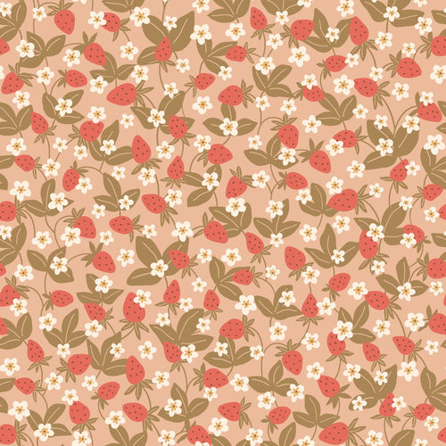 ESTAhome behang aardbeien terracotta roze - 50 x 900 cm - 132171