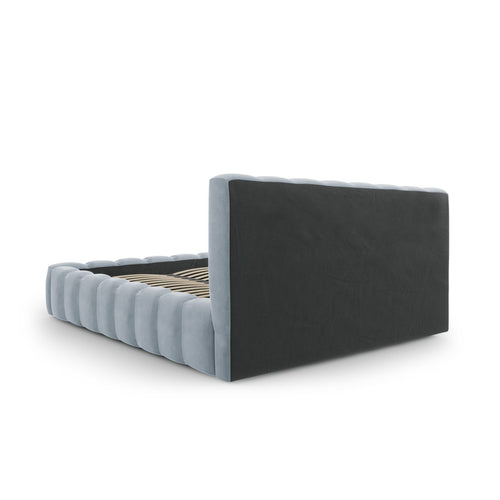 Cosmopolitan Design - Opbergbed met hoofdeinde Palma 200x140cm flueel lichtblauw - 230x165x94cm