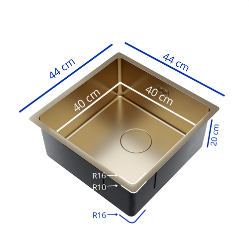 LOMAZOO Spoelbak Keuken Axiom - 40 x 40 cm - Goud - RVS