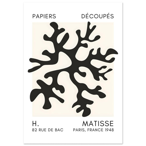 Artfulprints Poster Matisse – Dreamy coral flower black   - A4 21x29.7 cm - Zwart